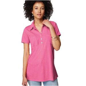 J Jill Petite Cotton Gauze Mixed Media Tunic XL Pink Summer Casual Coastal